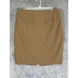 Express Skirt Womens 8‎ Khaki Pencil Side Zip Lined Back Vent Belted Office Work